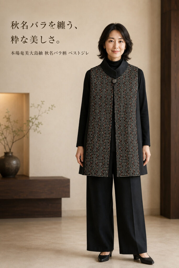 ベストジレ（秋名バラ柄）