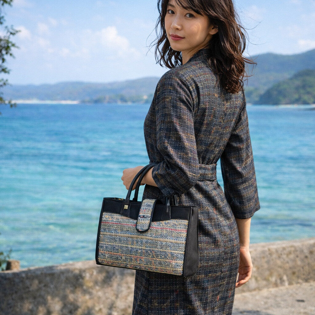 本場奄美大島紬　裂き織バッグ「紬の記憶」