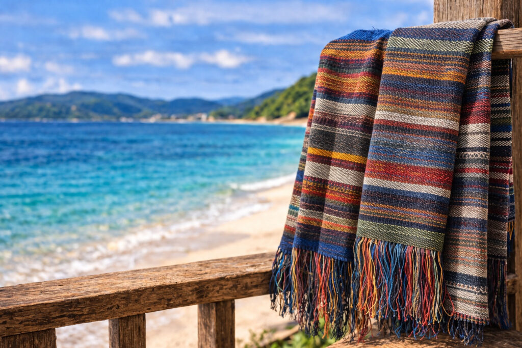 6本の糸が生む島色の深みー本場大島紬「みな織」ストール＝