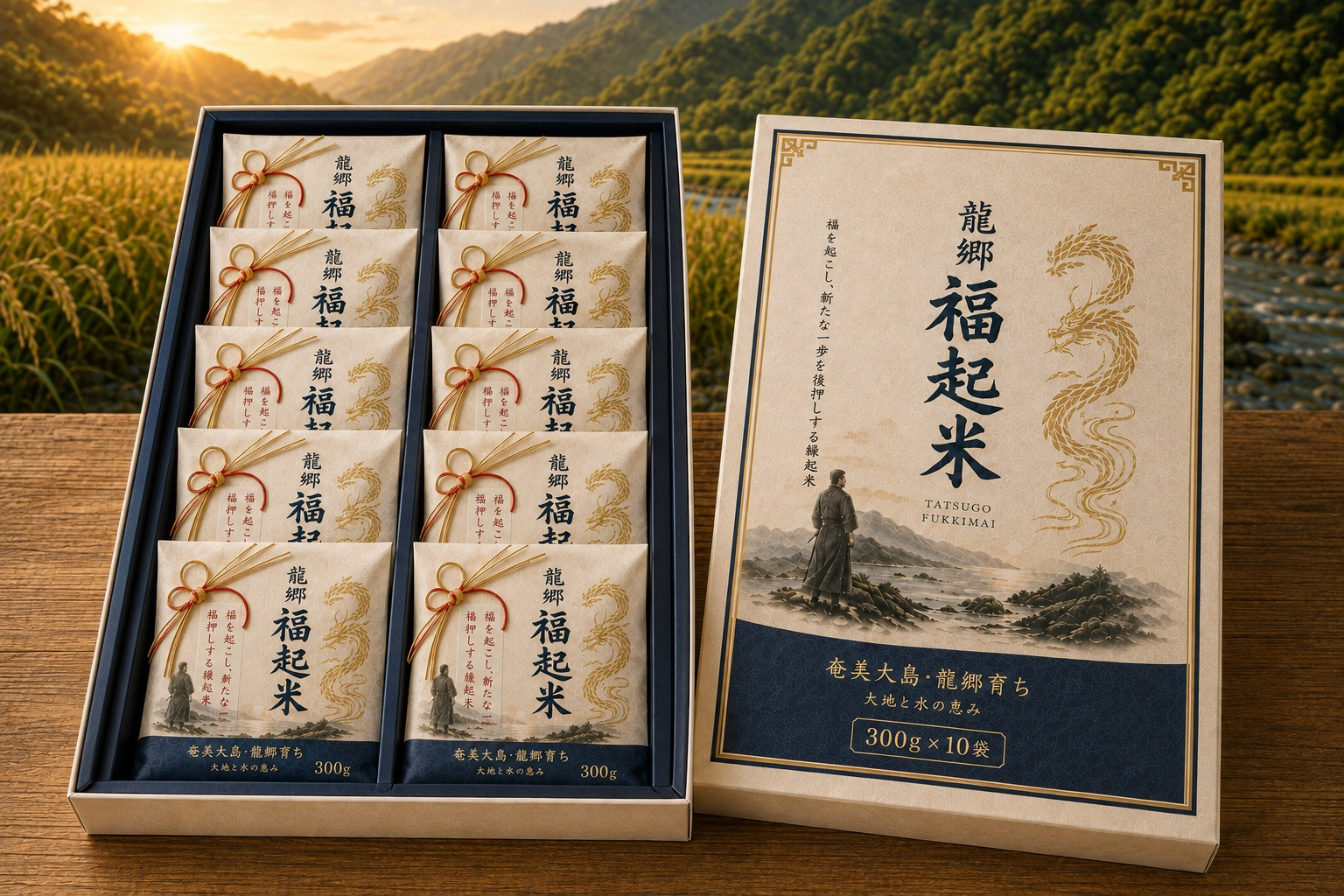龍郷「福起米」プレミアムギフト300g×10（ヒノヒカリ）
